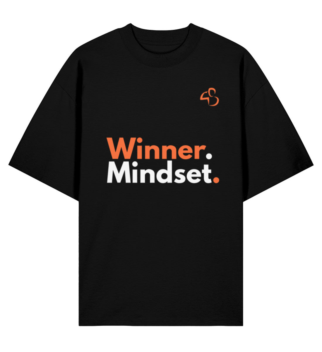 Motivational Streetwear Oversize Shirt in Black with Orange Logo – Winner Mindset by MINDSET MERCH