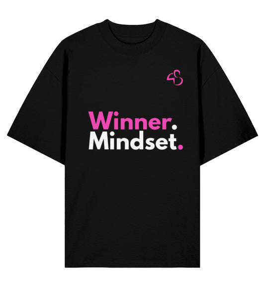 Motivational Streetwear Oversize Shirt in Black with Pink Logo – Winner Mindset by MINDSET MERCH